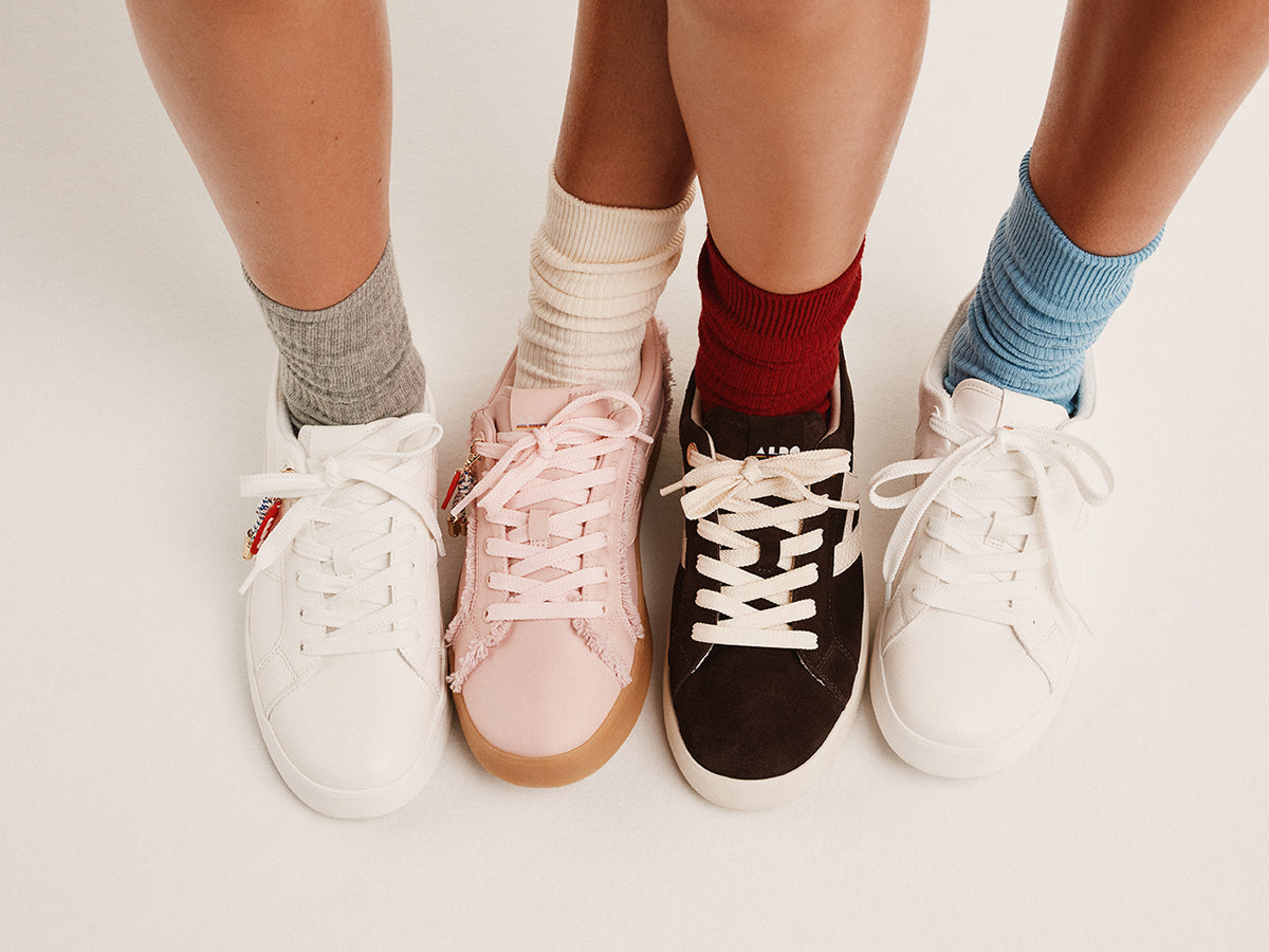 Cluster of women's colourful sneakers